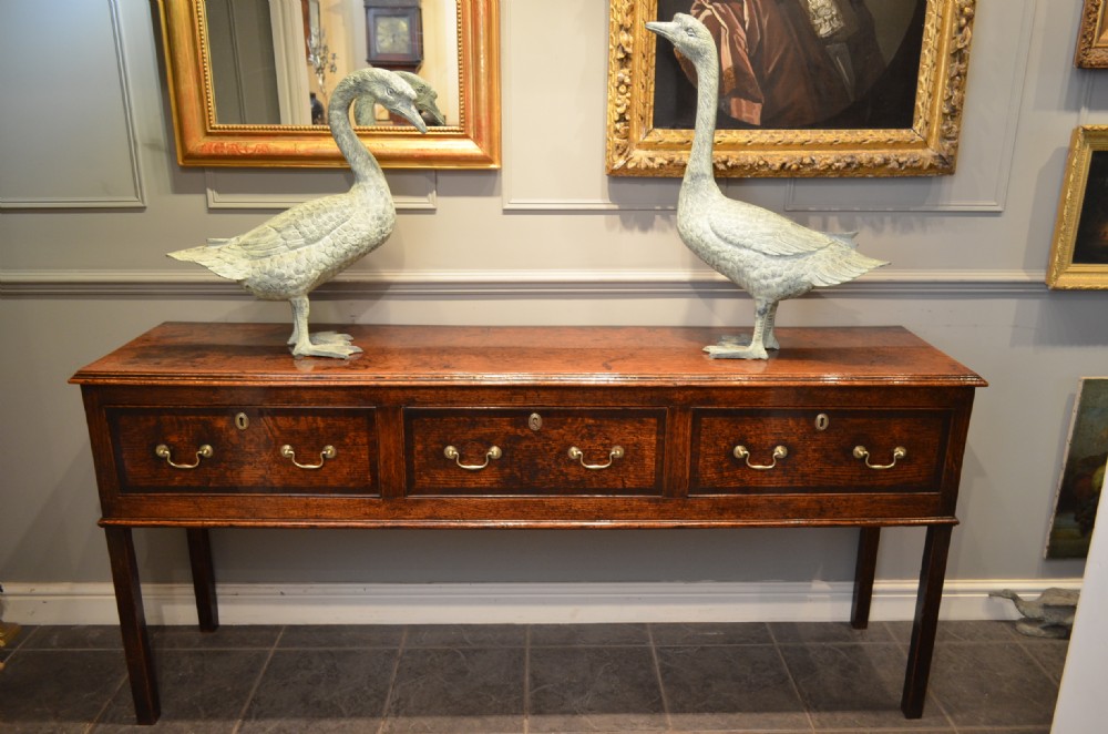 Georgian Oak Three Drawer Dresser Base