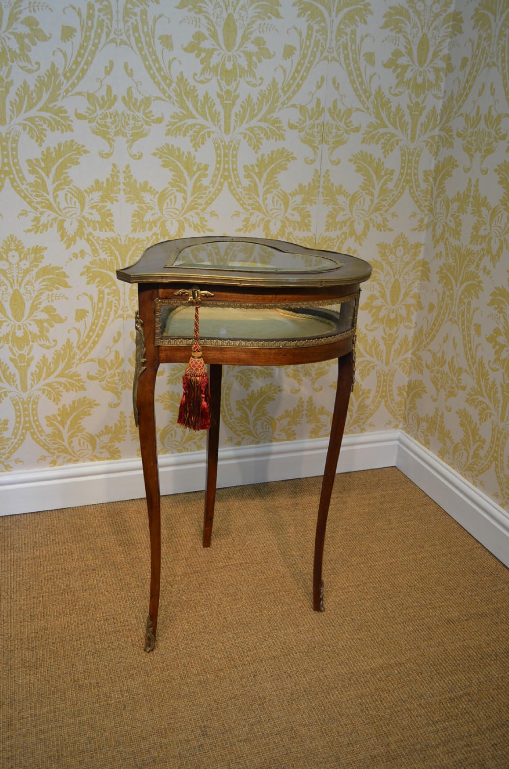 Decorative 19th Century Walnut Heart Shaped Vitrine