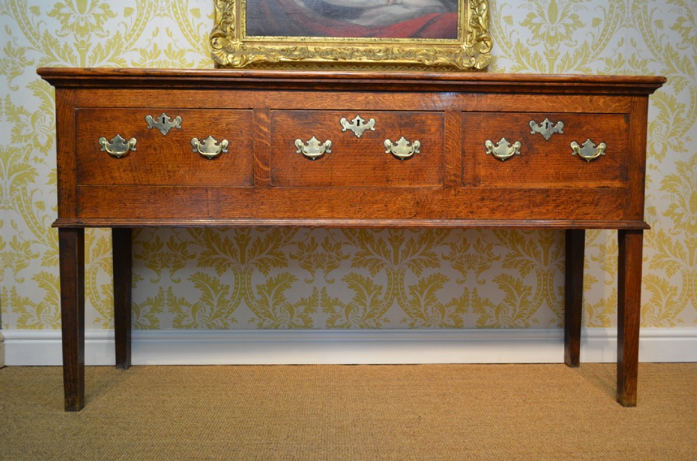 Small Georgian Oak Three Drawer Dresser Base.