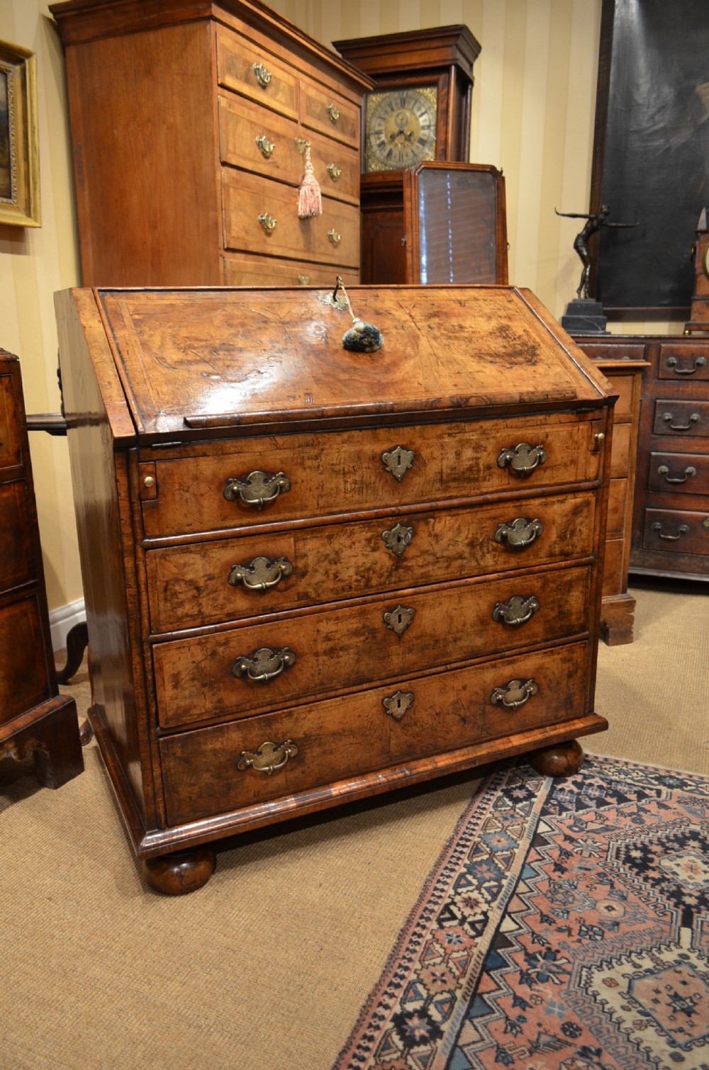 Beautiful William & Mary Herring Banded Walnut Bureau