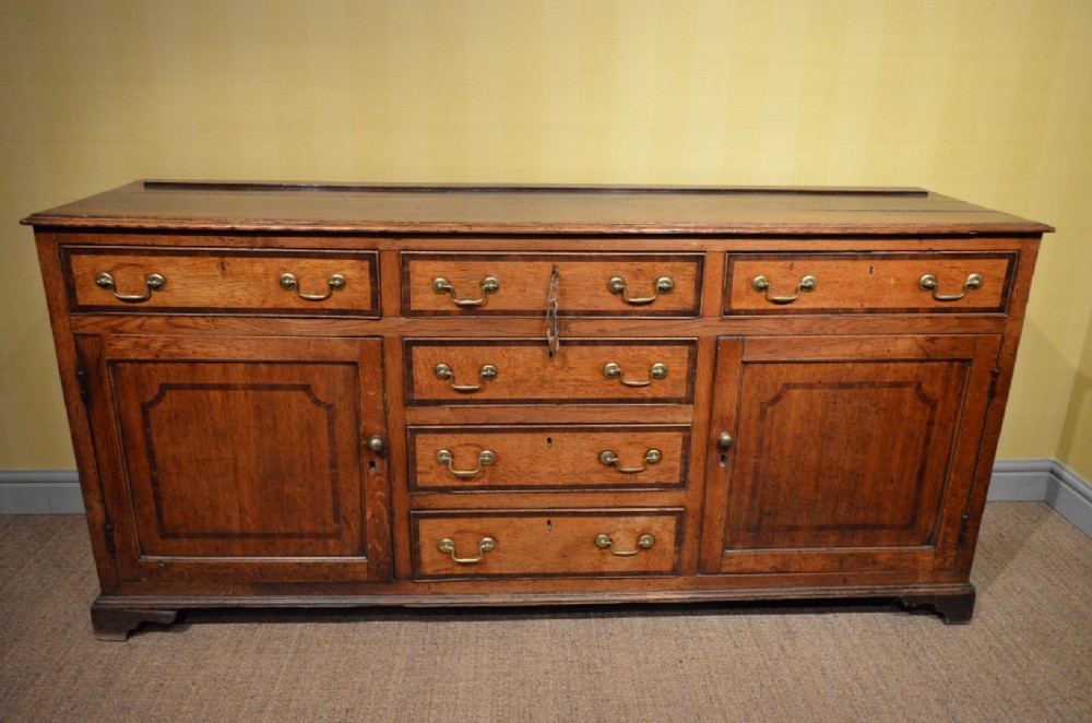 Georgian Oak And Mahogany Banded Cupboard Base Dresser