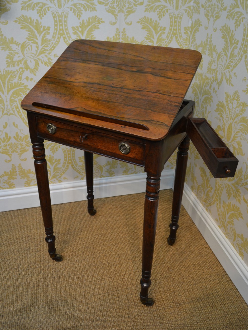 Regency Rosewood Writing Table with Drawer.