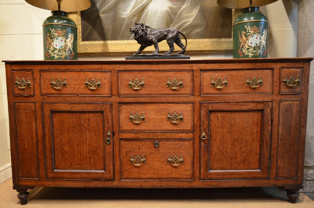 Beautiful Georgian Oak and Mahogany Banded Cupboard Base Dresser.