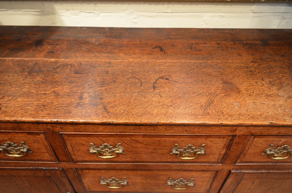 Beautiful Georgian Oak and Mahogany Banded Cupboard Base Dresser. View VI