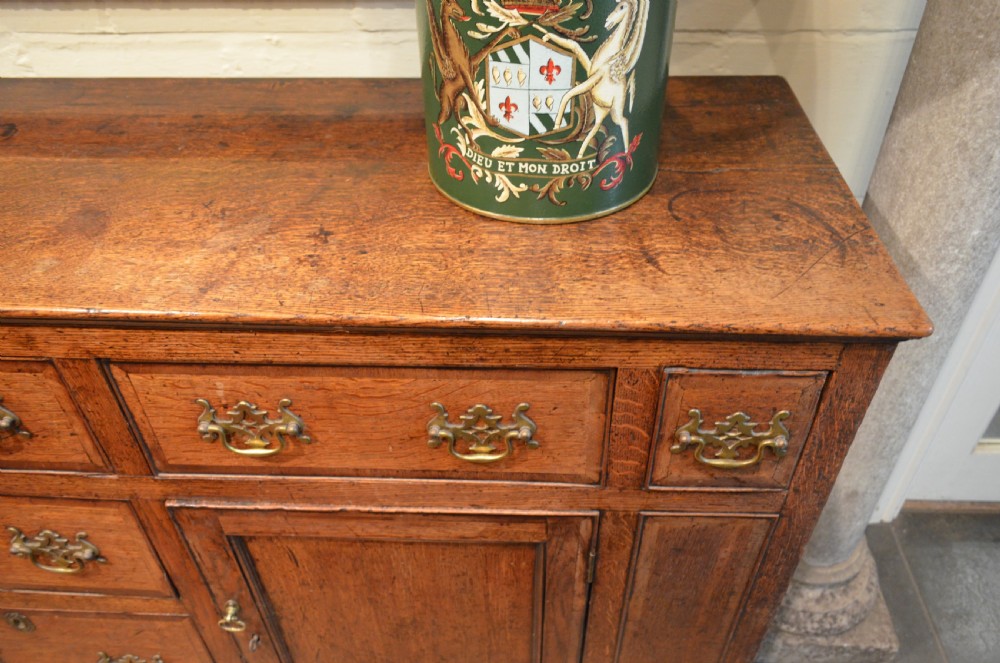 Beautiful Georgian Oak and Mahogany Banded Cupboard Base Dresser. View VII