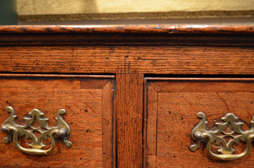 Beautiful Georgian Oak and Mahogany Banded Cupboard Base Dresser. View X