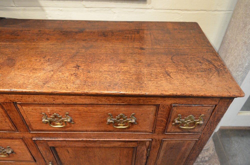 Beautiful Georgian Oak and Mahogany Banded Cupboard Base Dresser. View XIV