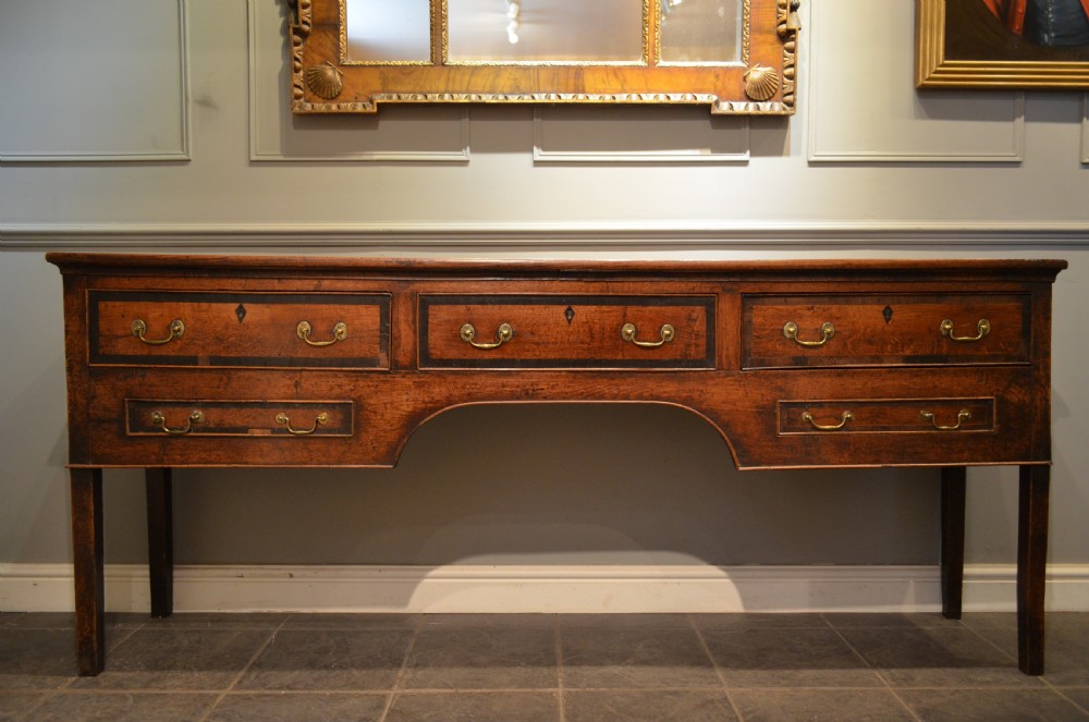 18th Century Oak Banded Dresser Base.