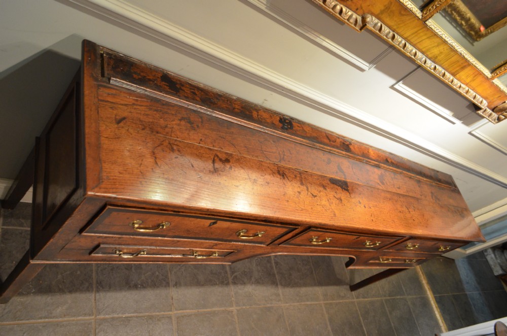 18th Century Oak Banded Dresser Base. View X