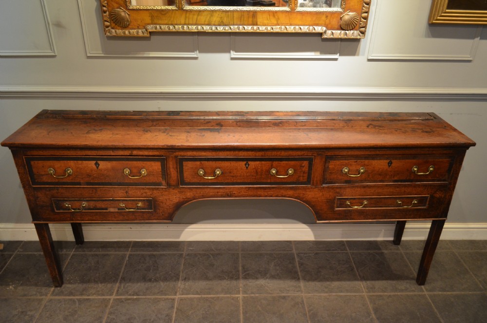 18th Century Oak Banded Dresser Base. View XIX