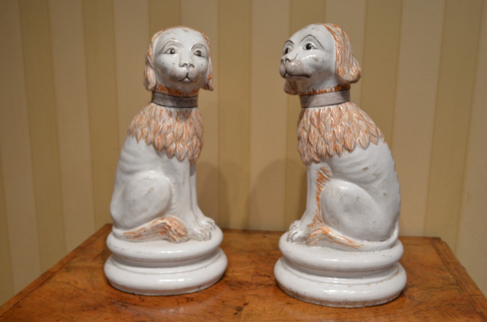 Wonderful Pair 19th Century French  Faience Lions View II