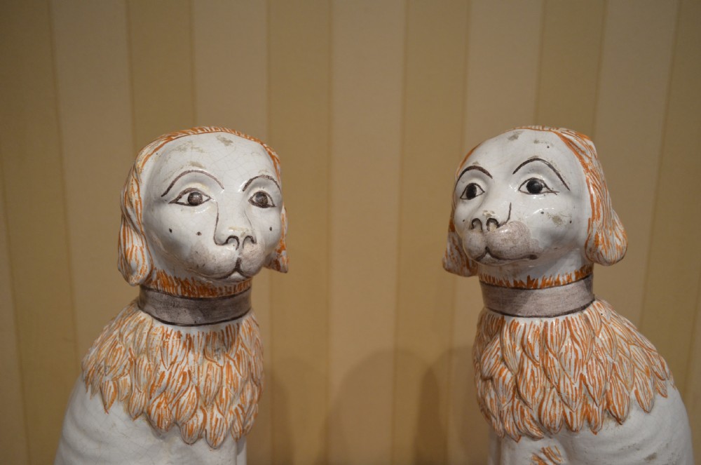 Wonderful Pair 19th Century French  Faience Lions View V