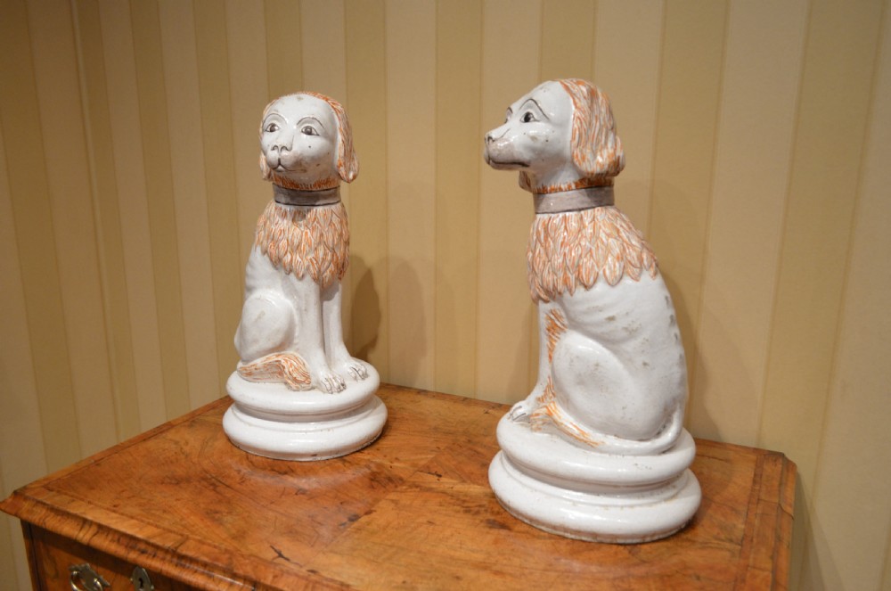 Wonderful Pair 19th Century French  Faience Lions View X