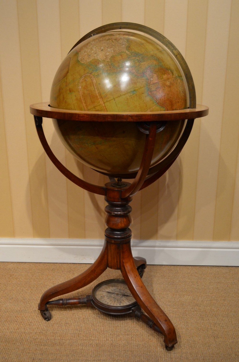 Fabulous 19th Century George III Mahogany Terrestrial Globe by Malby and Son.