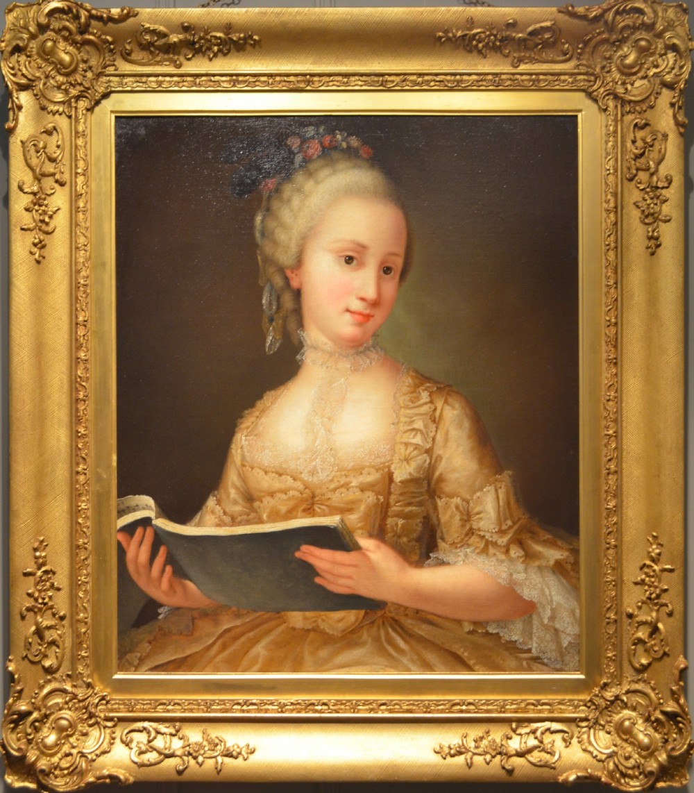 Beautiful Portrait of a Lady and her Music book