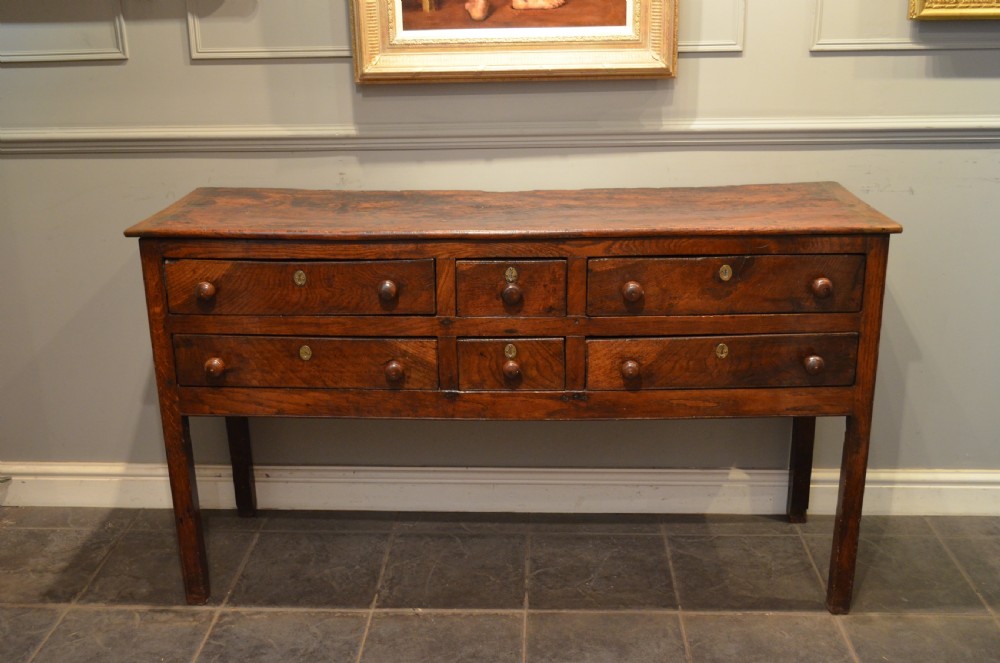 18TH CENTURY 6 DRAWER OAK AND ELM DRESSER BASE. View XIX