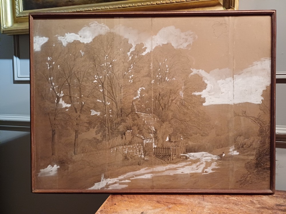 Pencil Drawings on Buff Paper by Edward Lear View IX