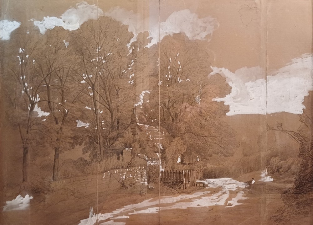 Pencil Drawings on Buff Paper by Edward Lear View XVIII