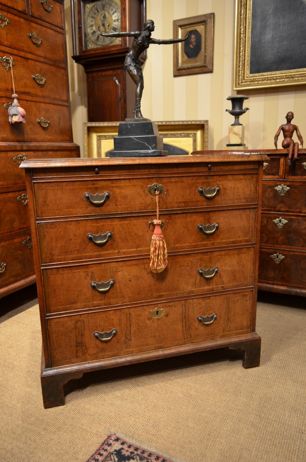 Small Early 18th Century Walnut Chest with a Slide.