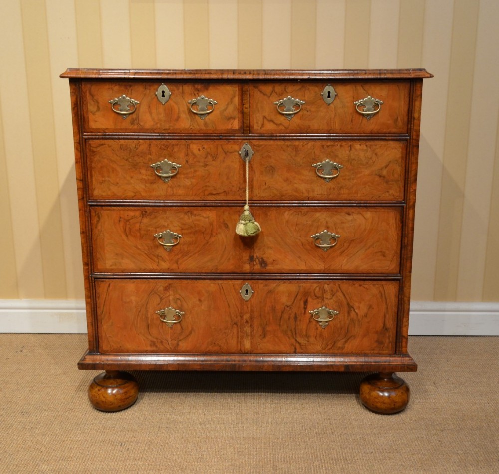 Wonderful Early 18th Century Walnut Chest Of Drawers.