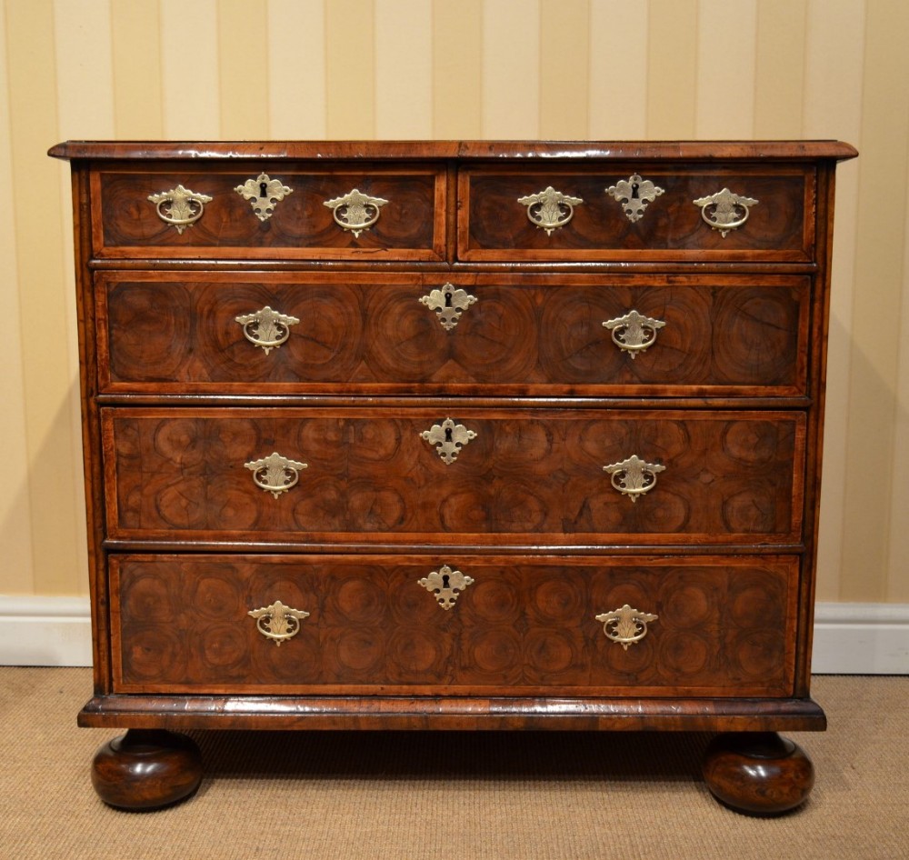 Stunning Oyster Veneered and Walnut Chest of Drawers.