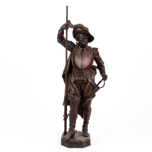 After Auguste Poitevin Spelter Sculpture Cavalier 19th Century 
