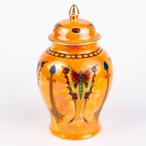Crown Ducal Iridescent Art Deco Butterfly Vase 1930s