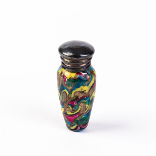 Victorian Hand Blown Glass Silver Perfume Flacon 
