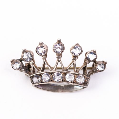 Victorian Silver Paste Crown Brooch
