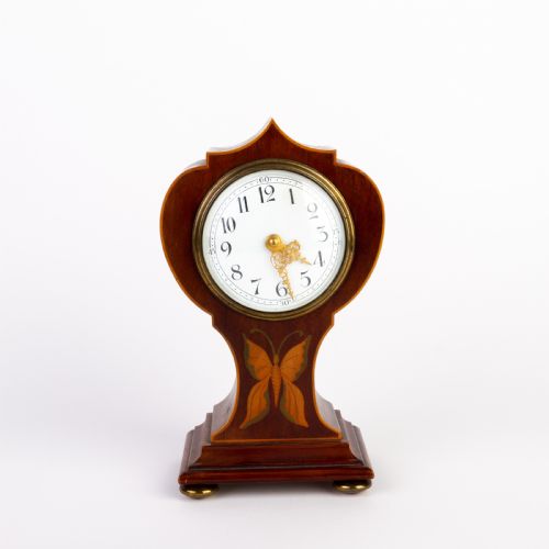 Art Nouveau Inlaid Mahogany Mantel Clock 