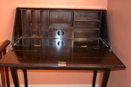 fig 3. Antique Anglo Chinese Desk, Fitted Interior and Beautiful Carved Decoration, c1910