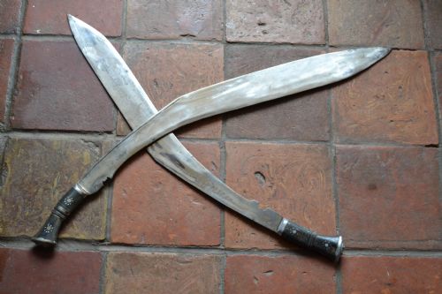 Fine Pair 19th Century Indian Curved Ceremonial Swords, Decorated Handles,c1880