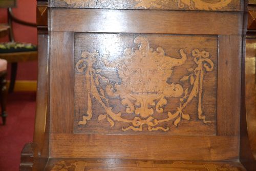fig 1. Fine 19th Century Italianate Hall Chair, Poker Work Mask and Foliage Decoration, c 1870