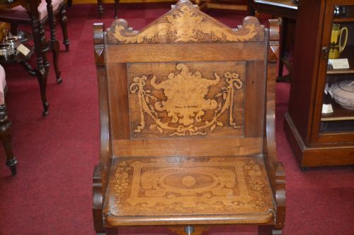 Fine 19th Century Italianate Hall Chair, Poker Work Mask and Foliage Decoration, C 1870