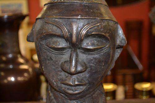 Fine Large African Tribal Benin Bronze Bust, Lost Wax Casting,c1920