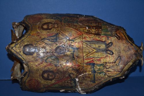Rare 18th Century Russian Painted Icon on Reindeer Skull/tortoise Shell,c1780.interesting and Unusual Religious Antique