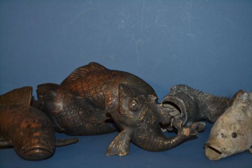 5 Early 19th Century Chinese/japanese Bronze Koi Fish,c1820.