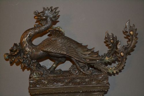 Large 19th Century Chinese Bronze Statue of Phoenix/mythical Bird,c1820