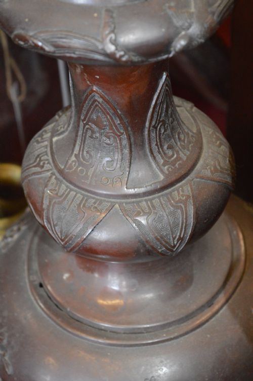 LARGE 19TH CENTURY CHINESE BRONZE SECTIONAL JARDINIERE C1870 - ADDITIONAL PHOTO 5