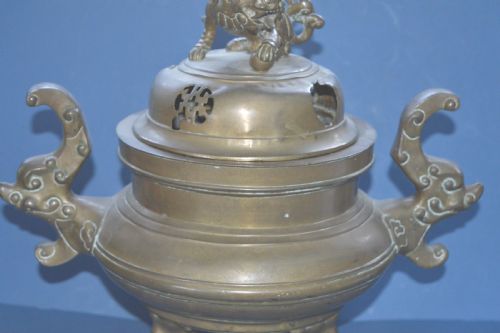 VERY LARGE 6KG CHINESE BRONZE LIDDED CENSER C1870 - ADDITIONAL PHOTO 1