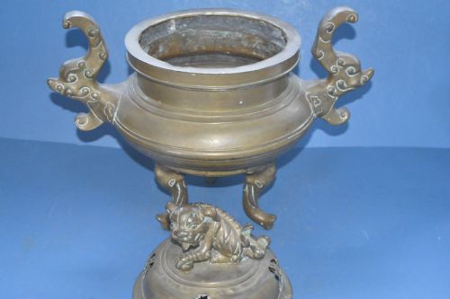 VERY LARGE 6KG CHINESE BRONZE LIDDED CENSER C1870 - ADDITIONAL PHOTO 7