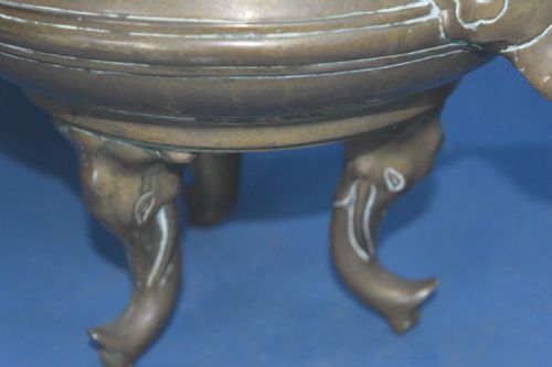 VERY LARGE 6KG CHINESE BRONZE LIDDED CENSER C1870 - ADDITIONAL PHOTO 8