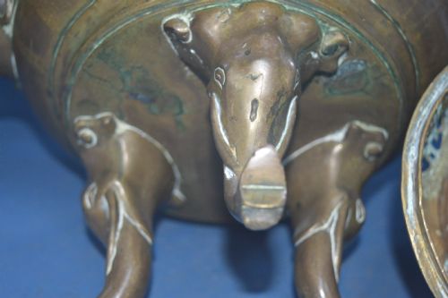 VERY LARGE 6KG CHINESE BRONZE LIDDED CENSER C1870 - ADDITIONAL PHOTO 11