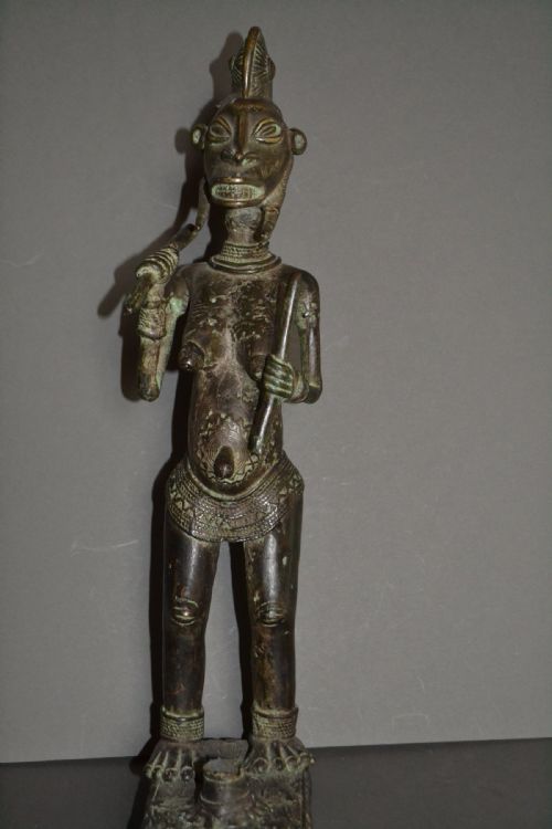 19th Century African Yoruba Tribal Bronze Fertility Statue,1880. Rare, Unusual Piece.