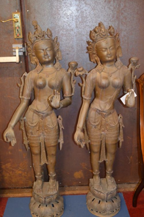 Pair Large (133cm) 19th Century Indian Bronze Statues,c1890