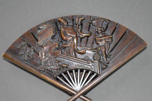 Japanese Bronze Fan Box, C 1890