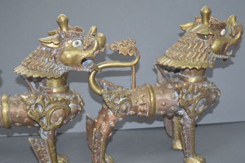 PAIR LARGE TIBETAN TEMPLE LIONS C 1890 - ADDITIONAL PHOTO 9