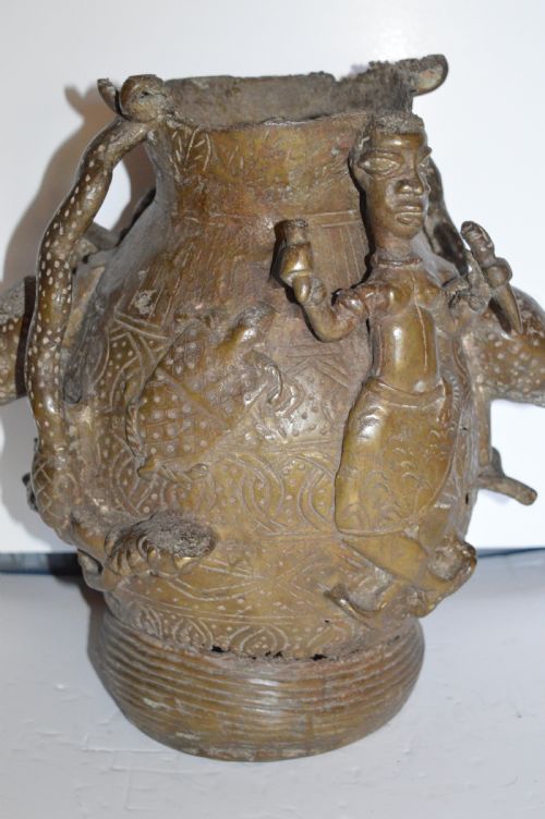 Large African Tribal Bronze Ceremonial Pot, C 1890
