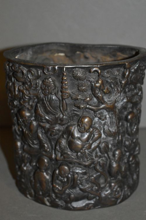19th Century Chinese Bronze Brush Pot, C 1850
