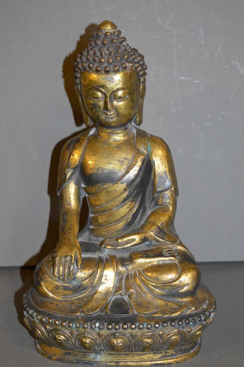 Large 19th Century Gilt Bronze Buddha ,Sino-tibetan Statue, C1890